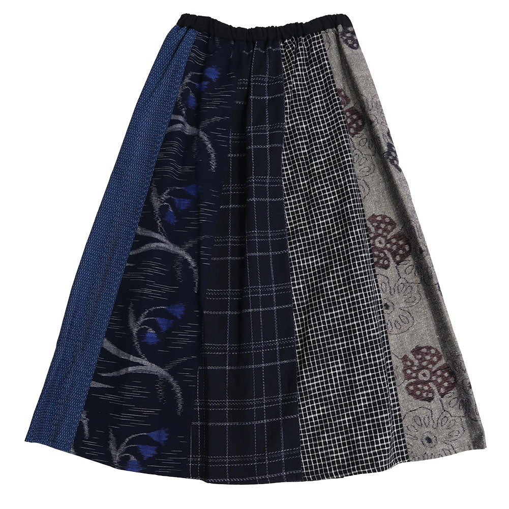 Giemon Okamoto Shoten Giemon Kurume Kasuri Patchwork Skirt K939 Made in Japan