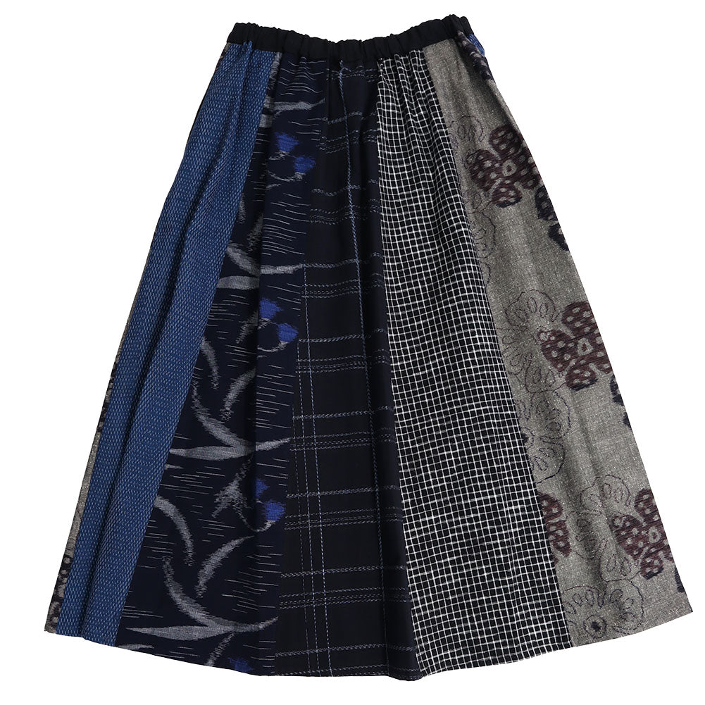 Giemon Okamoto Shoten Giemon Kurume Kasuri Patchwork Skirt K939 Made in Japan