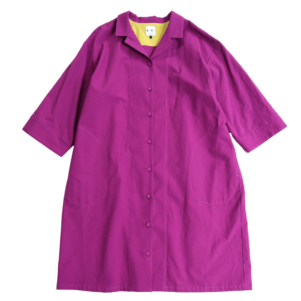 儀右エ門 ギエモン 久留米絣 オープンカラーワンピース Y2168  日本製【2024aw】