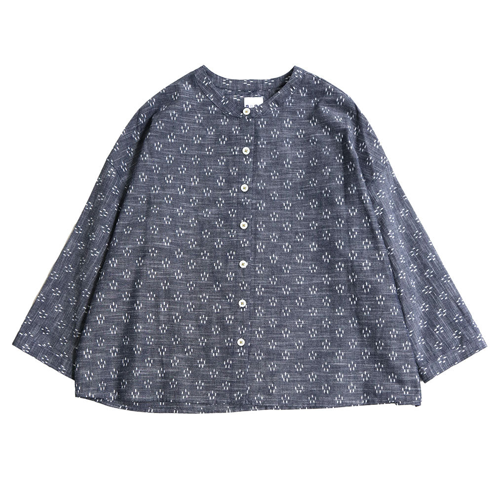 儀右ヱ門 ギエモン ぎえもん 久留米絣 バンドカラー ブラウス Y5166 日本製【2025ss】