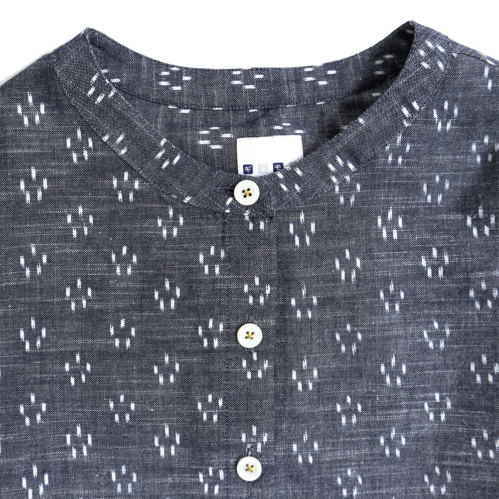 儀右ヱ門 ギエモン ぎえもん 久留米絣 バンドカラー ブラウス Y5166 日本製【2025ss】