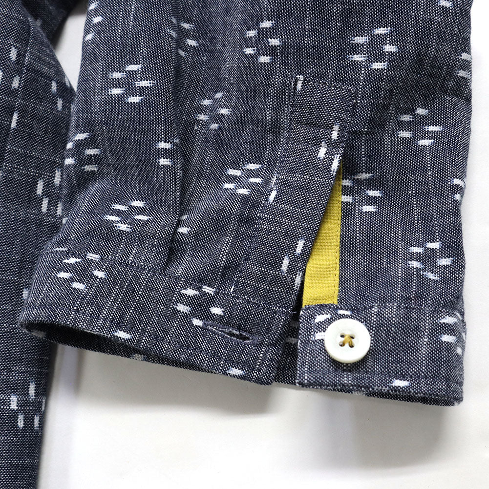 儀右ヱ門 ギエモン ぎえもん 久留米絣 バンドカラー ブラウス Y5166 日本製【2025ss】