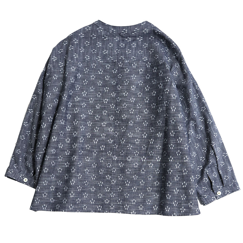 儀右ヱ門 ギエモン ぎえもん 久留米絣 バンドカラー ブラウス Y5166 日本製【2025ss】