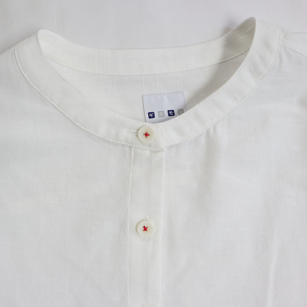 儀右ヱ門 ギエモン ぎえもん 久留米絣 バンドカラー ブラウス Y5166 日本製【2025ss】