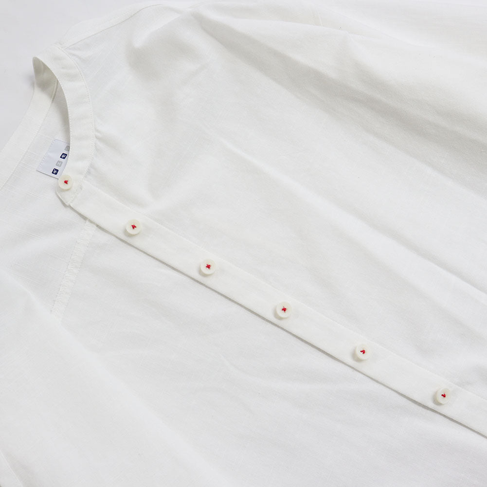 儀右ヱ門 ギエモン ぎえもん 久留米絣 バンドカラー ブラウス Y5166 日本製【2025ss】