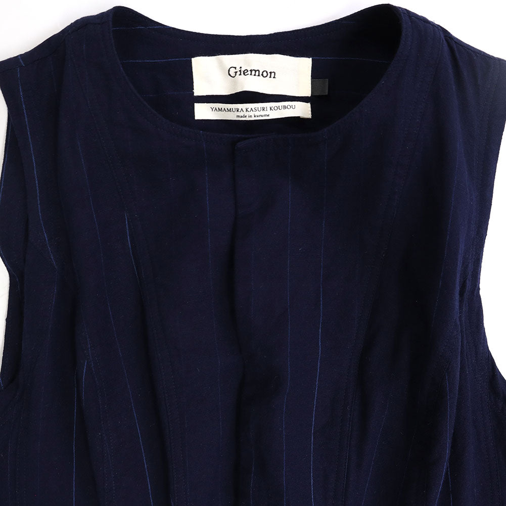 儀右ヱ門 ギエモン ぎえもん 久留米絣 ロングジレ ロングベスト G604 日本製【2025ss】