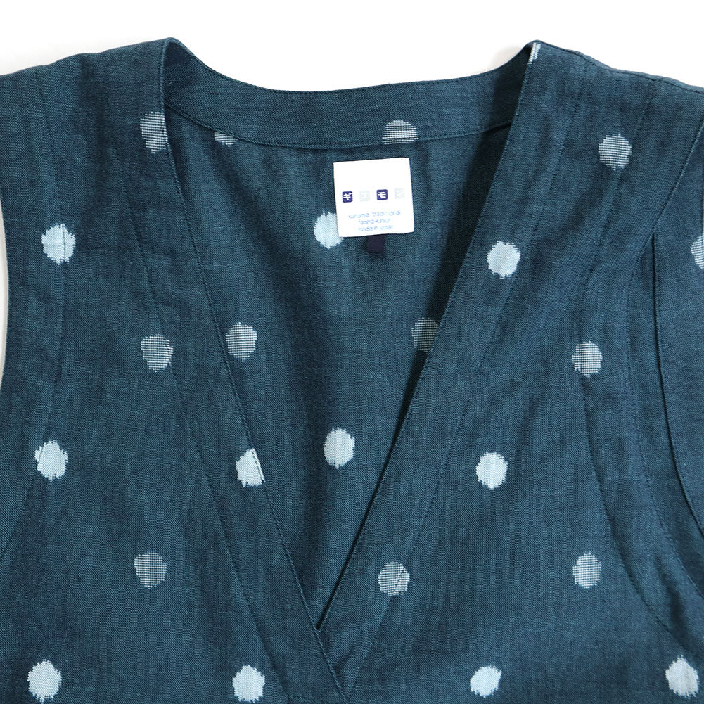 儀右ヱ門 ギエモン ぎえもん 久留米絣 ベスト Y6013 日本製【2025ss】