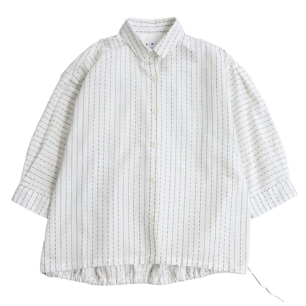 儀右ヱ門 ギエモン ぎえもん 久留米絣 バックギャザーブラウス Y5169  日本製【2025ss】