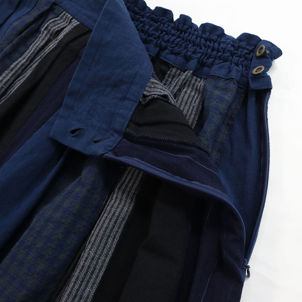 儀右ヱ門 ギエモン ぎえもん 久留米絣 パッチワークスカート G908 日本製【2025ss】