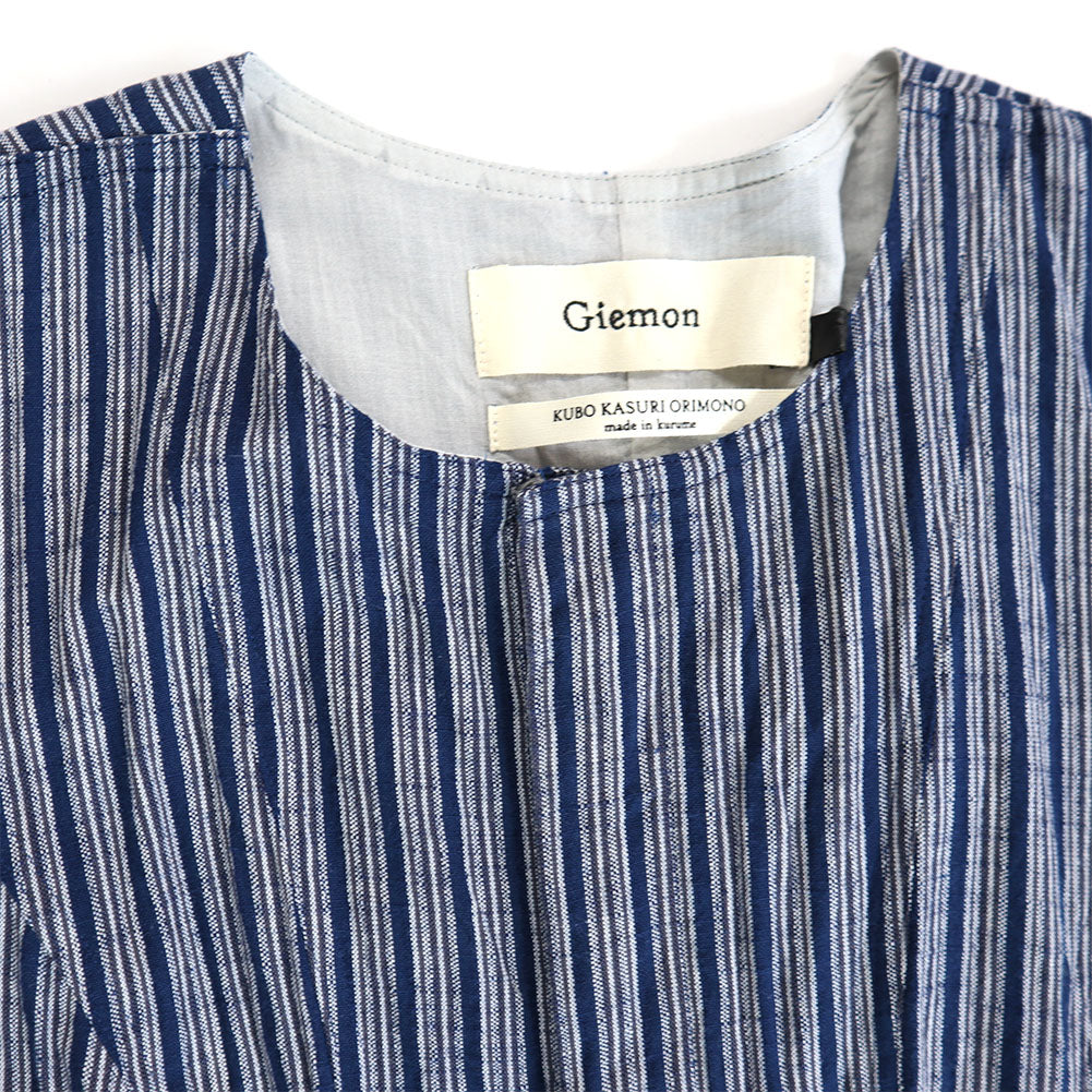 Giemon Giemon Kurume Kasuri Line Dress Dress G213 Made in Japan
