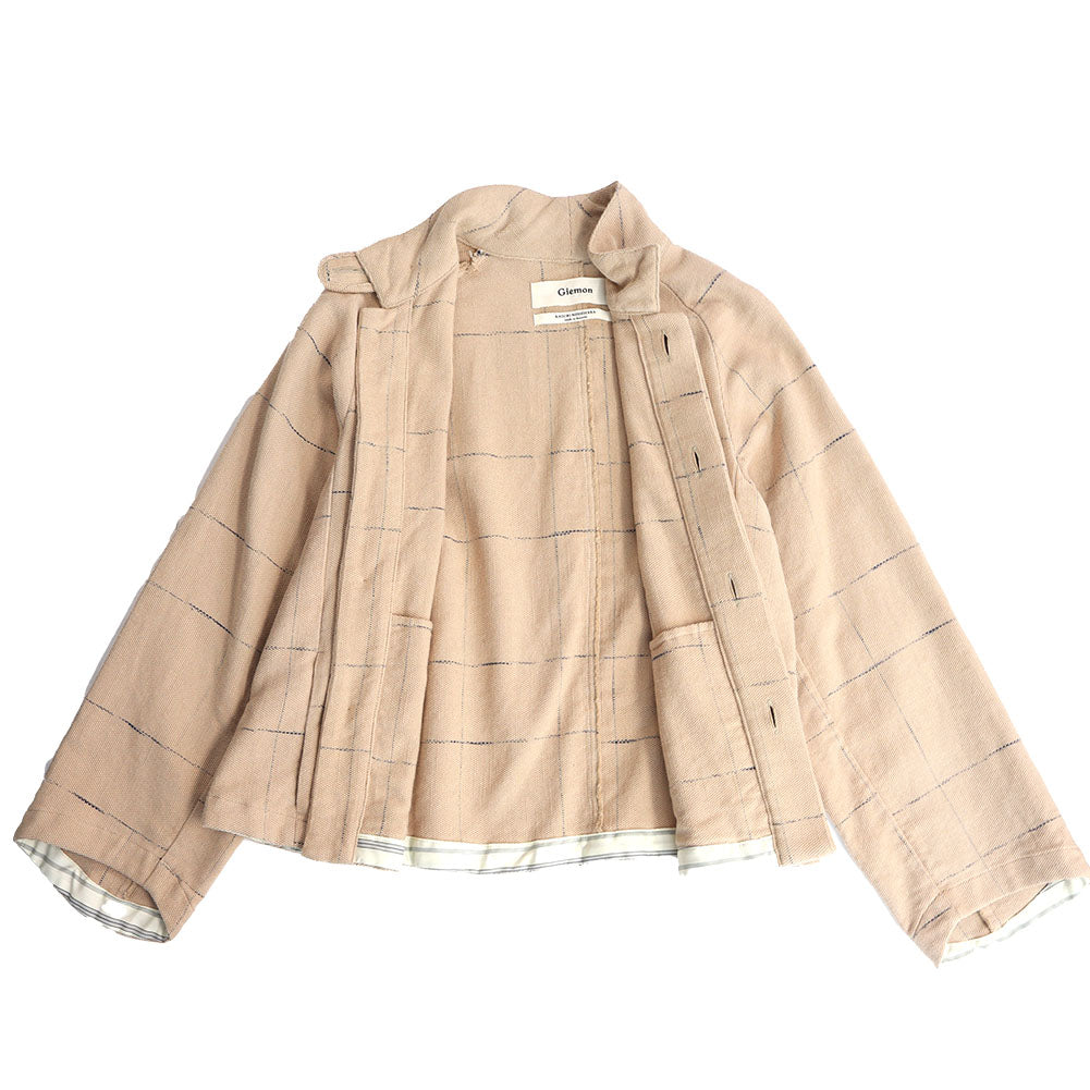 Giemon Kurume Kasuri French Military Blouse Jacket G518 Made in Japan
