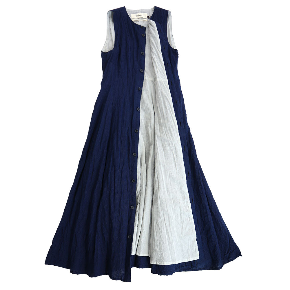 Giemon Giemon Kurume Kasuri Line Dress Dress G213 Made in Japan