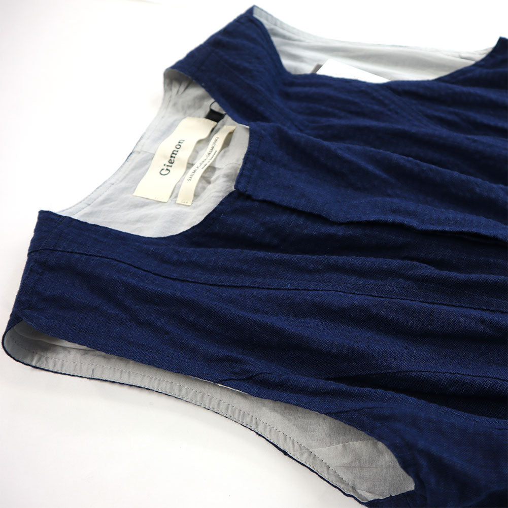 Giemon Giemon Kurume Kasuri Line Dress Dress G213 Made in Japan