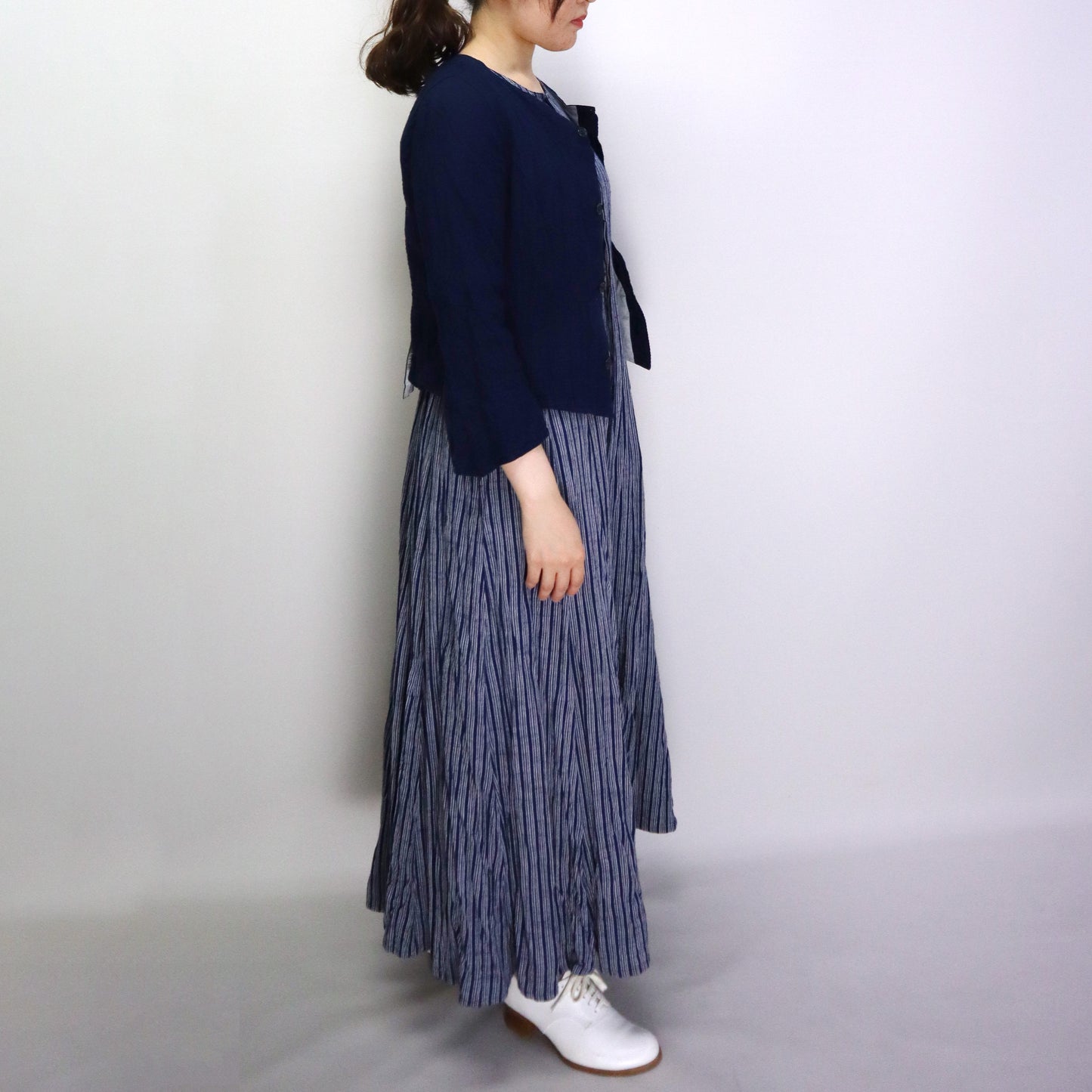 Giemon Giemon Kurume Kasuri Line Dress Dress G213 Made in Japan