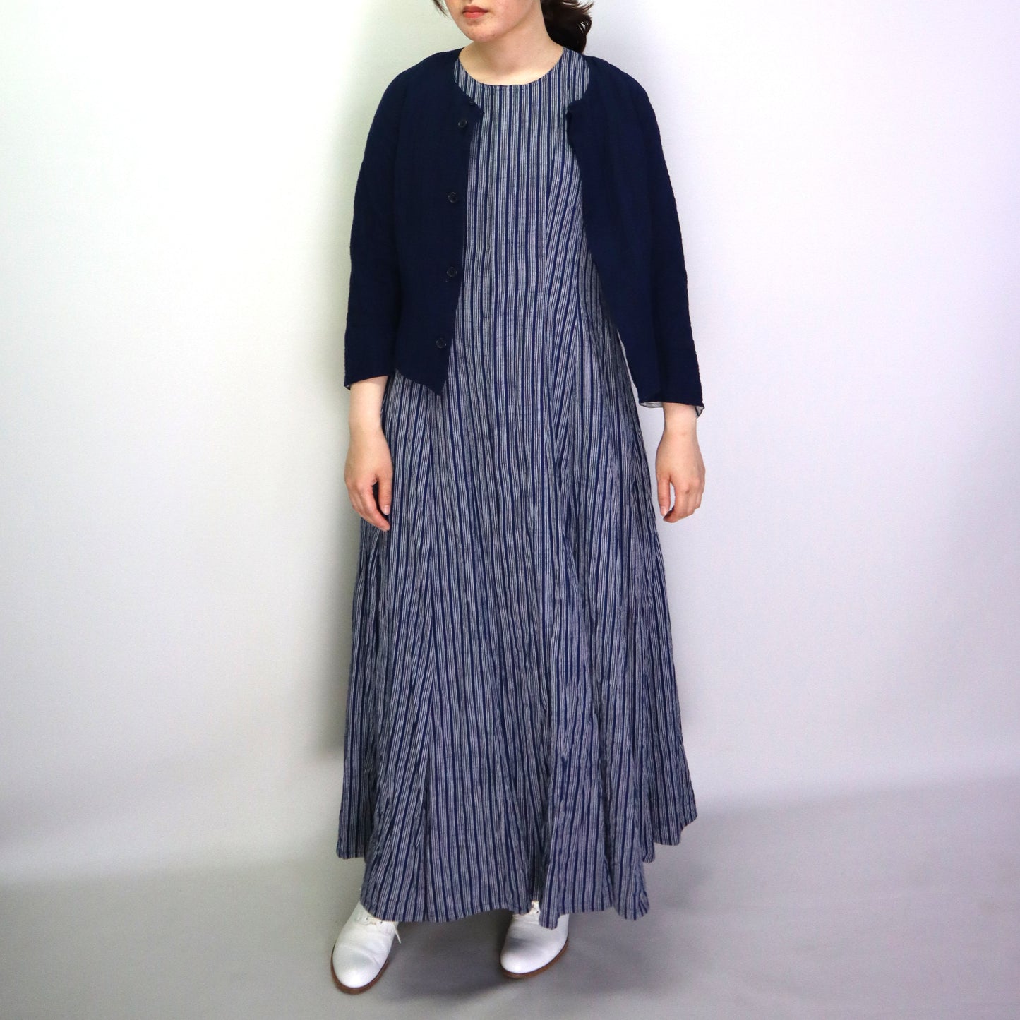 Giemon Giemon Kurume Kasuri Line Dress Dress G213 Made in Japan