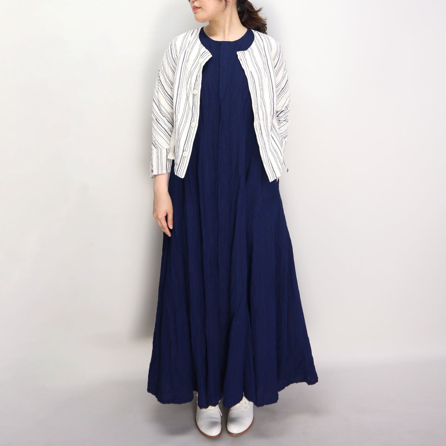 Giemon Giemon Kurume Kasuri Line Dress Dress G213 Made in Japan