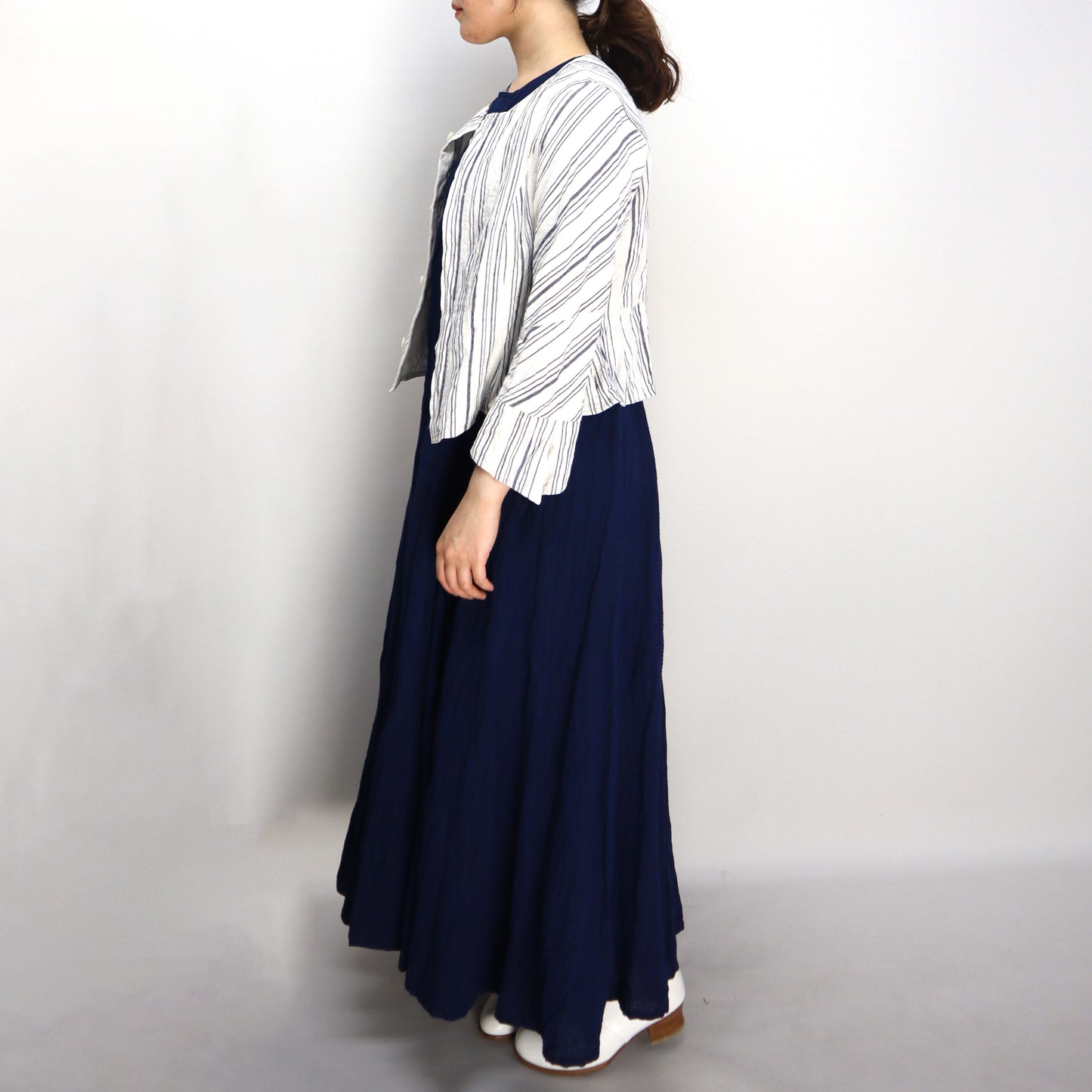 Giemon Giemon Kurume Kasuri Line Dress Dress G213 Made in Japan