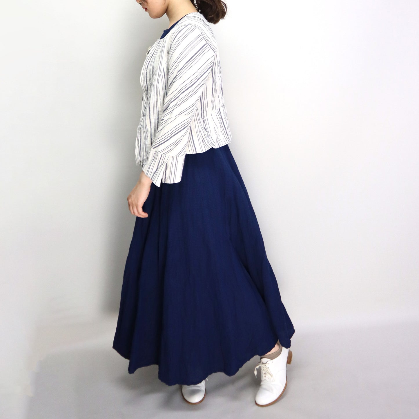 Giemon Giemon Kurume Kasuri Line Dress Dress G213 Made in Japan