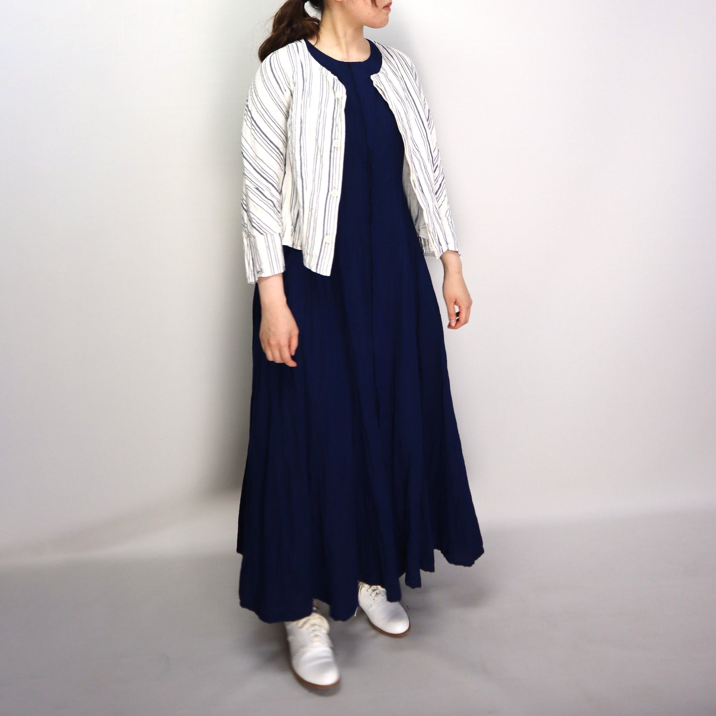 Giemon Giemon Kurume Kasuri Line Dress Dress G213 Made in Japan