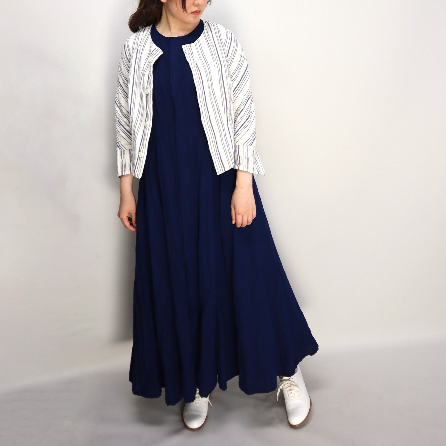 Giemon Giemon Kurume Kasuri Line Dress Dress G213 Made in Japan
