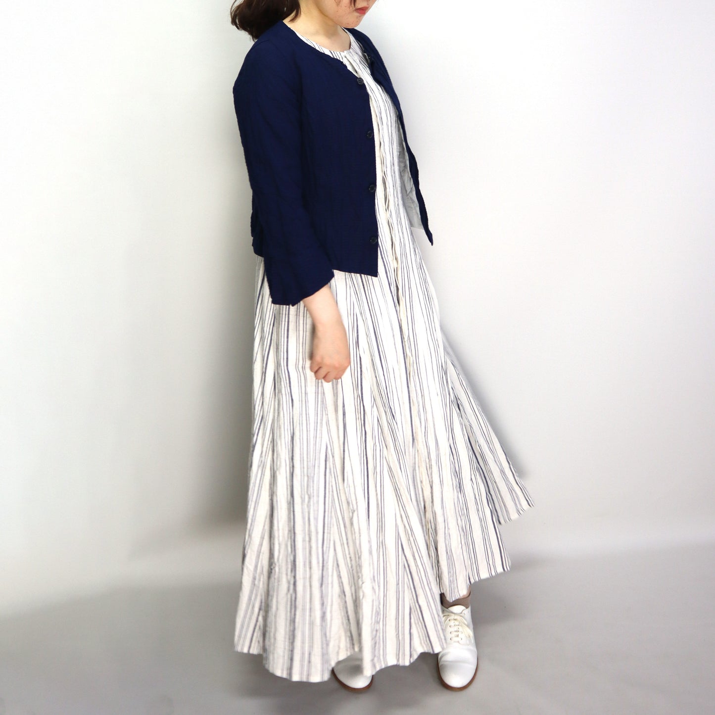 Giemon Giemon Kurume Kasuri Line Dress Dress G213 Made in Japan