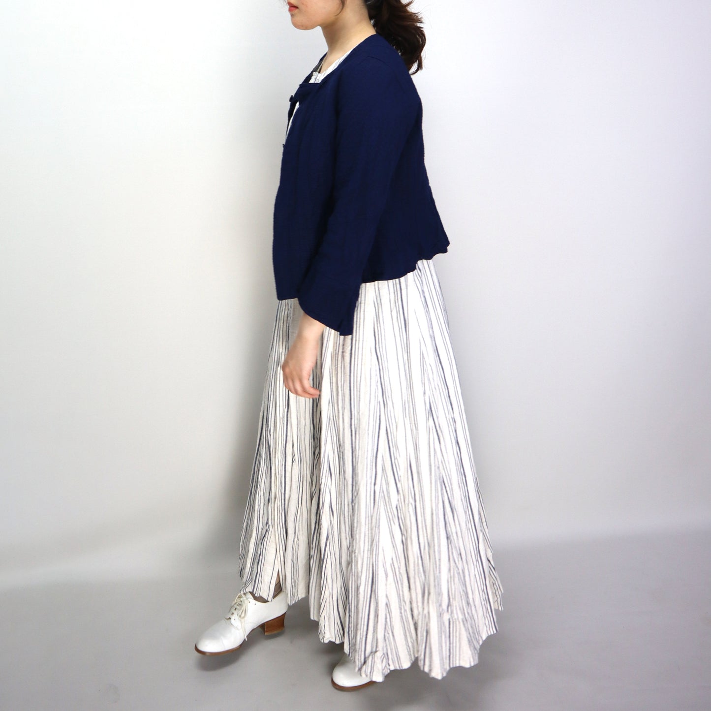 Giemon Giemon Kurume Kasuri Line Dress Dress G213 Made in Japan