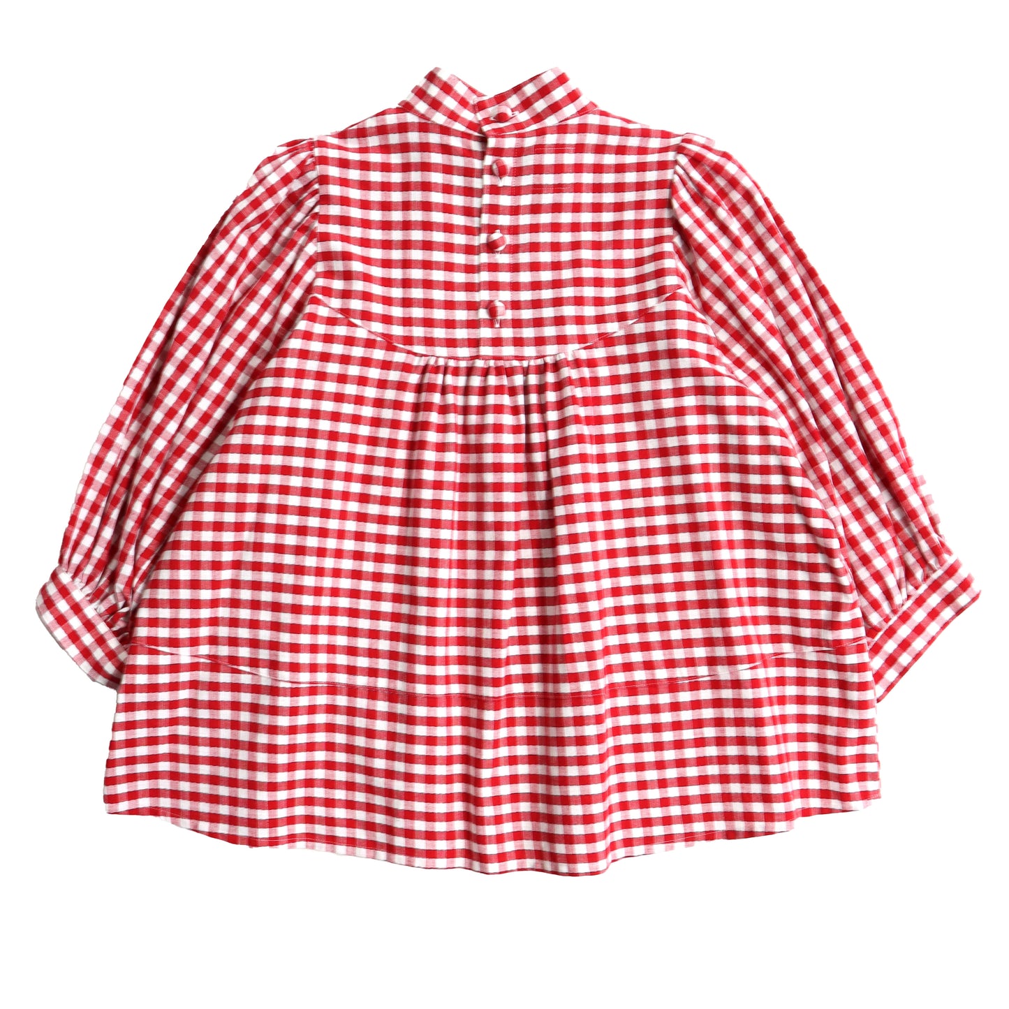 Giemon Giemon Giemon Kurume Kasuri Puff Sleeve Blouse Y5121 Made in Japan