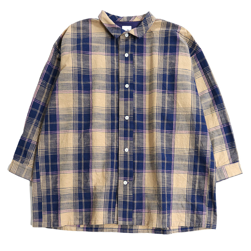 Giemon Giemon Kurume Kasuri 休閒襯衫上衣長款男女皆宜 Y5131-2 日本製造