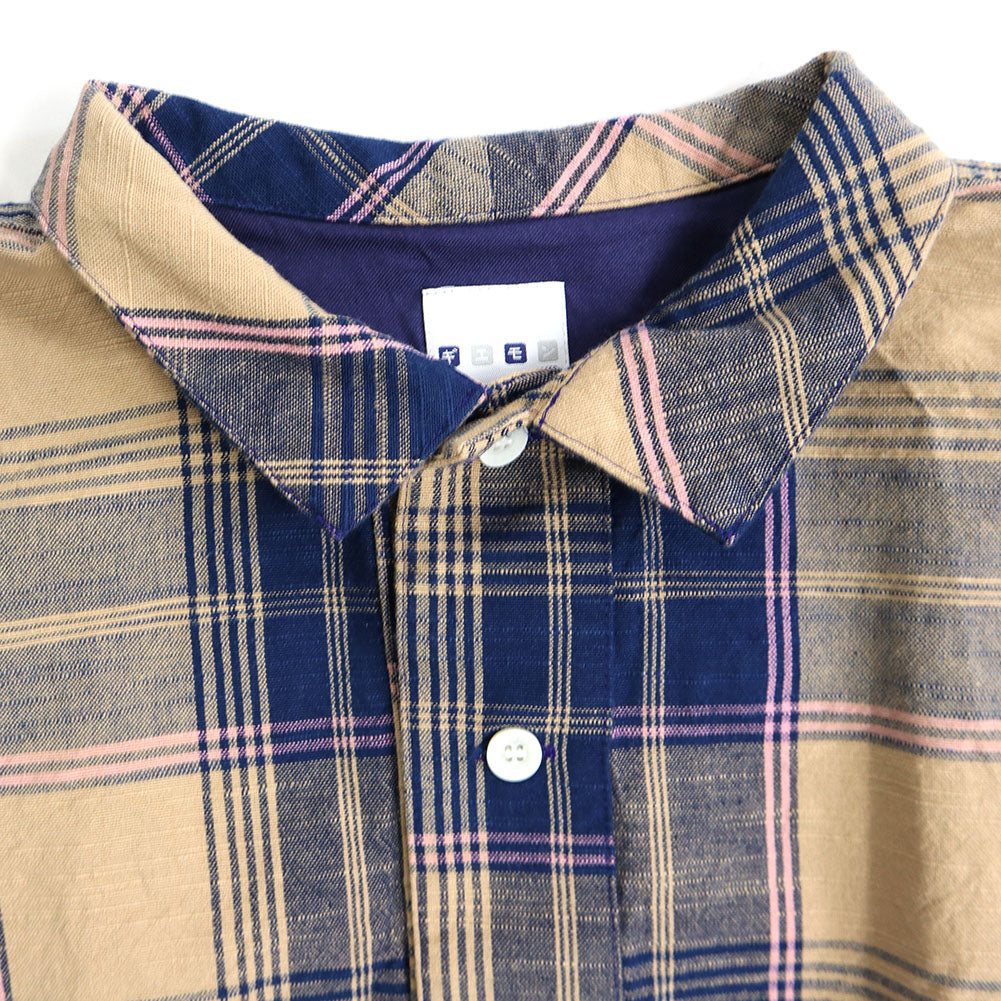 Giemon Giemon Kurume Kasuri 休閒襯衫上衣長款男女皆宜 Y5131-2 日本製造