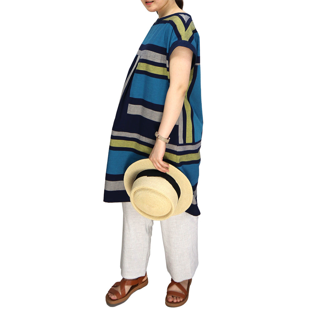 Giemon Giemon Giemon Kurume Kasuri Tunic One Piece Y2155 Made in Japan Spring Summer Free Shipping