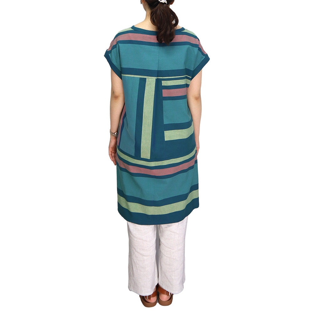 Giemon Giemon Giemon Kurume Kasuri Tunic One Piece Y2155 Made in Japan Spring Summer Free Shipping