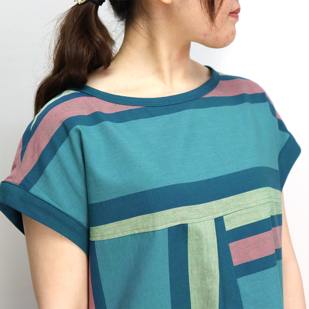 Giemon Giemon Giemon Kurume Kasuri Tunic One Piece Y2155 Made in Japan Spring Summer Free Shipping