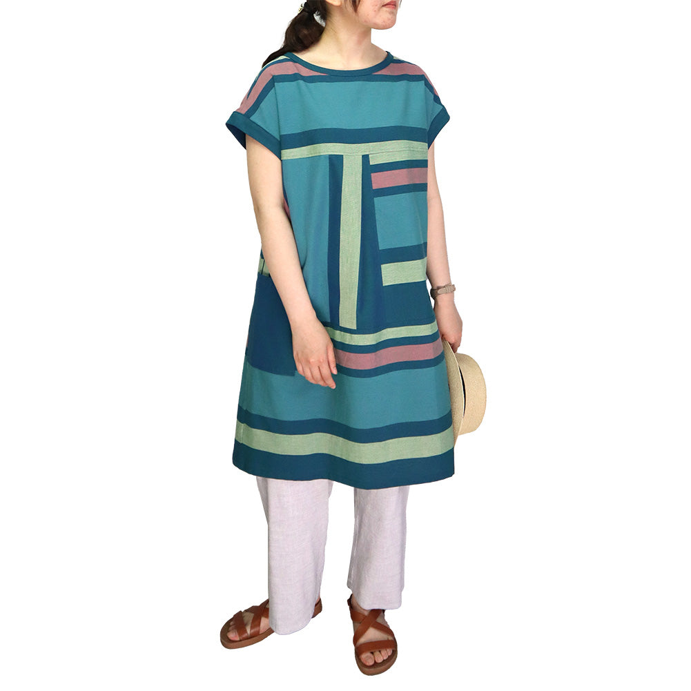 Giemon Giemon Giemon Kurume Kasuri Tunic One Piece Y2155 Made in Japan Spring Summer Free Shipping