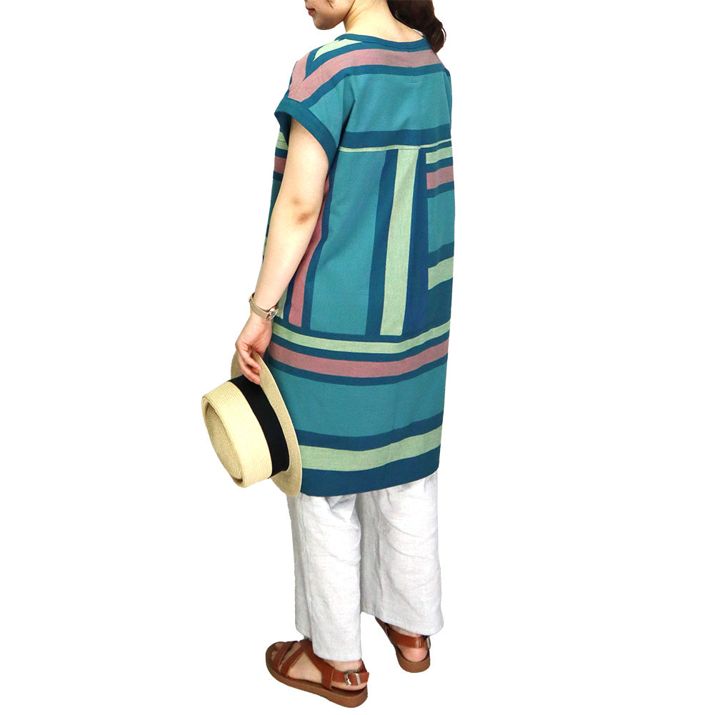 Giemon Giemon Giemon Kurume Kasuri Tunic One Piece Y2155 Made in Japan Spring Summer Free Shipping