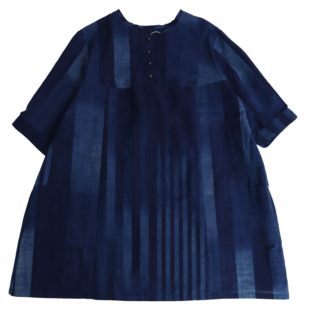 儀右ヱ門 ギエモン ぎえもん 久留米絣 プルオーバーチュニック丈ブラウス タ537 日本製【2025ss】