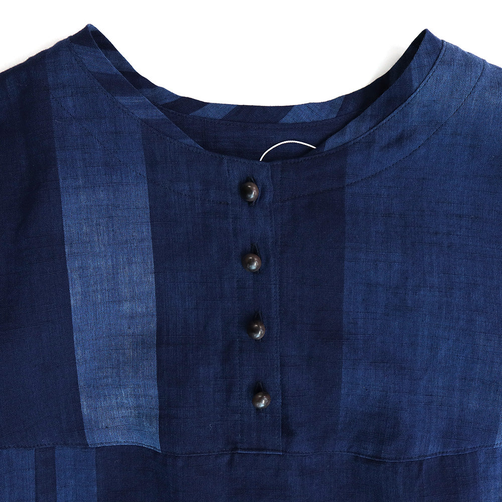 儀右ヱ門 ギエモン ぎえもん 久留米絣 プルオーバーチュニック丈ブラウス タ537 日本製【2025ss】