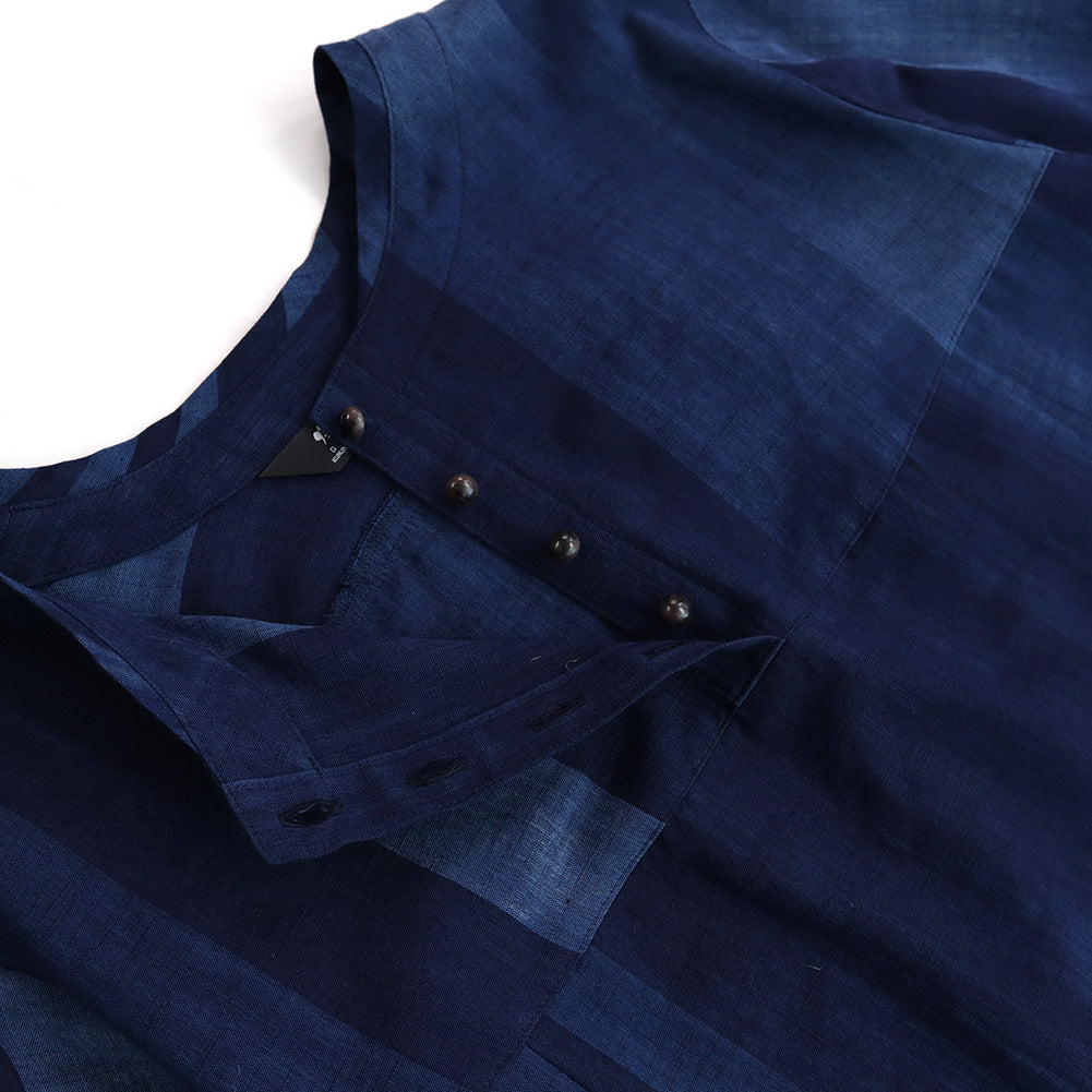 儀右ヱ門 ギエモン ぎえもん 久留米絣 プルオーバーチュニック丈ブラウス タ537 日本製【2025ss】