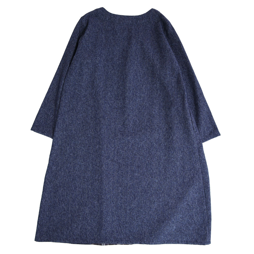 Giemon Giemon Tweed Cotton Long Sleeve Dress R2044 Kurume Kasuri Made in Japan Mother's Day