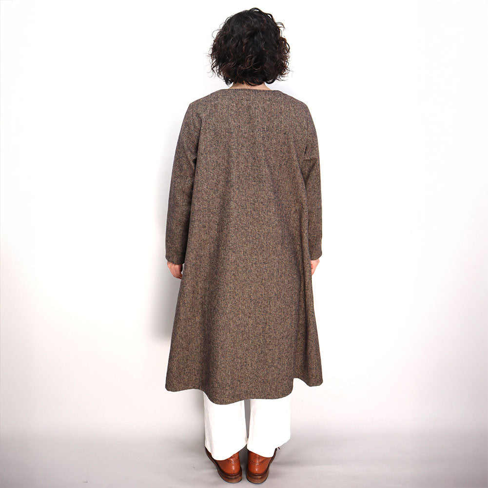 Giemon Giemon Tweed Cotton Long Sleeve Dress R2044 Kurume Kasuri Made in Japan Mother's Day