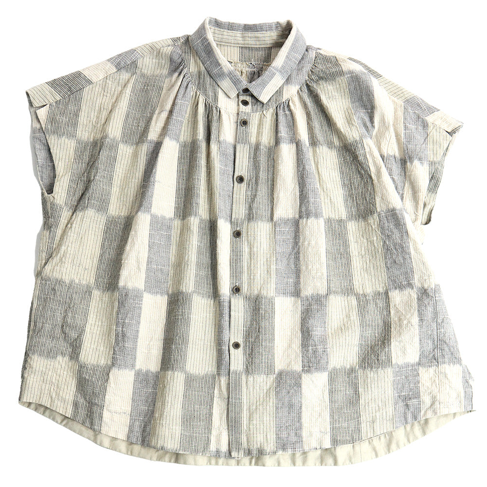 儀右ヱ門 ギエモン ぎえもん 久留米絣 ギャザーブラウス G526 日本製【2025ss】