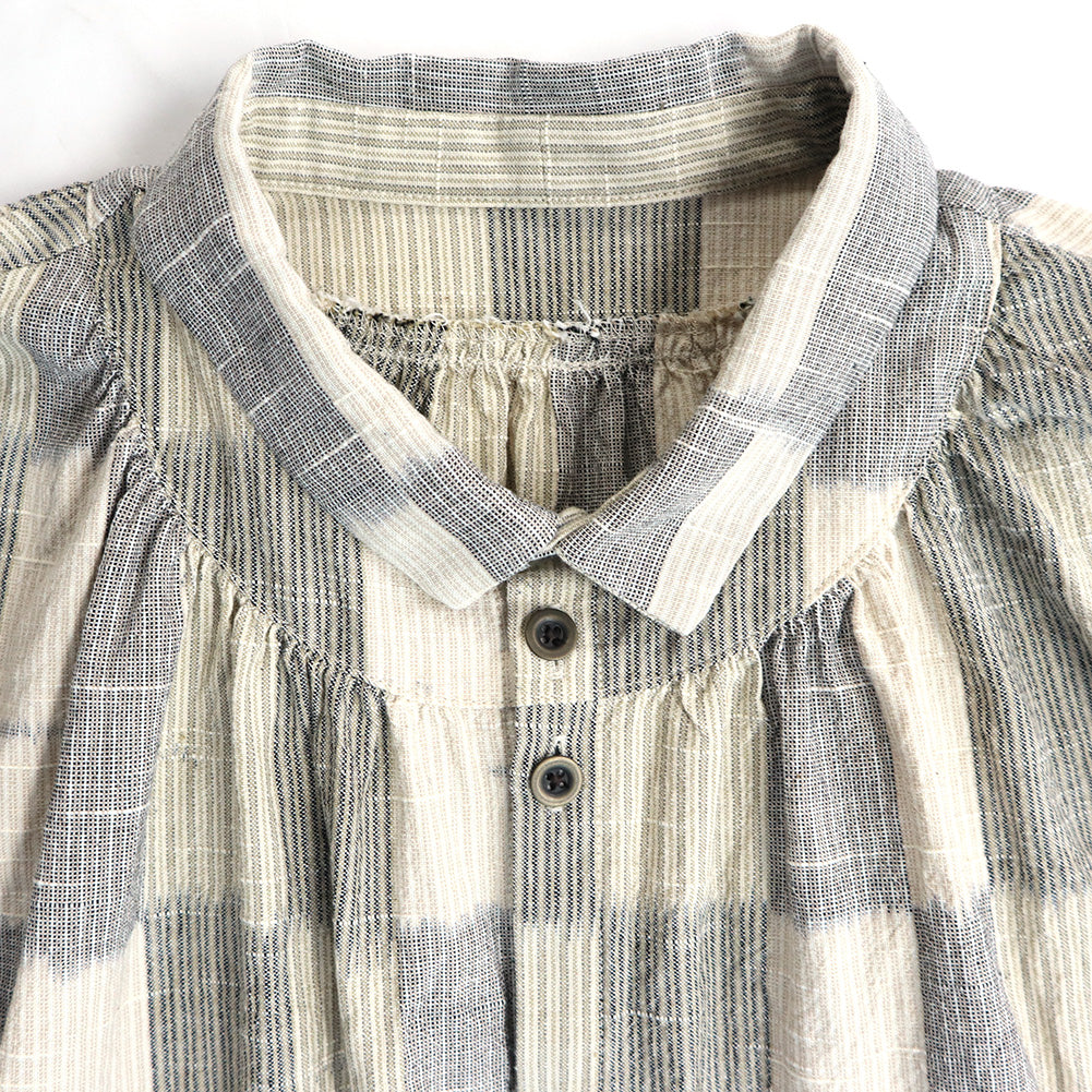 儀右ヱ門 ギエモン ぎえもん 久留米絣 ギャザーブラウス G526 日本製【2025ss】