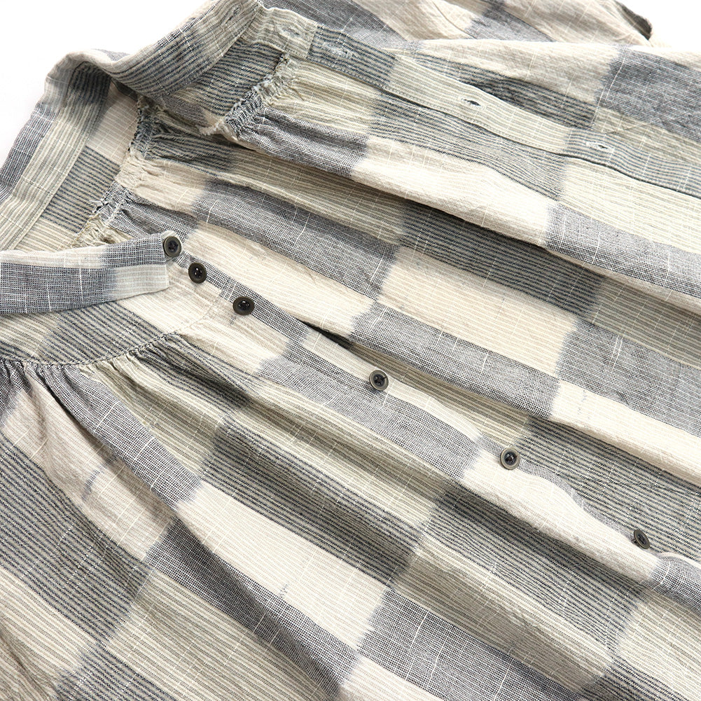 儀右ヱ門 ギエモン ぎえもん 久留米絣 ギャザーブラウス G526 日本製【2025ss】