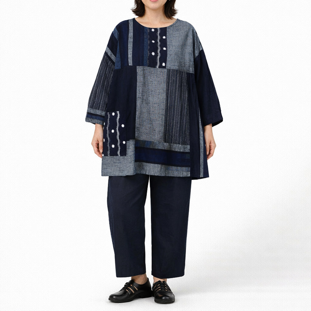 Giemon Giemon Kurume Kasuri 拼布襯衫 So589 日本製造