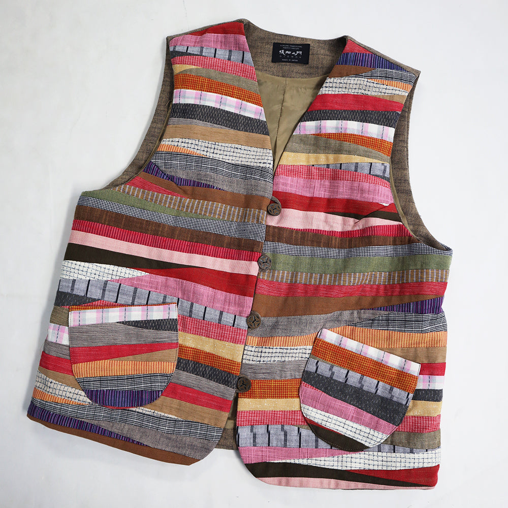 儀右ヱ門 ギエモン ぎえもん 久留米絣 ベスト オ687 日本製 【2025-26gs】