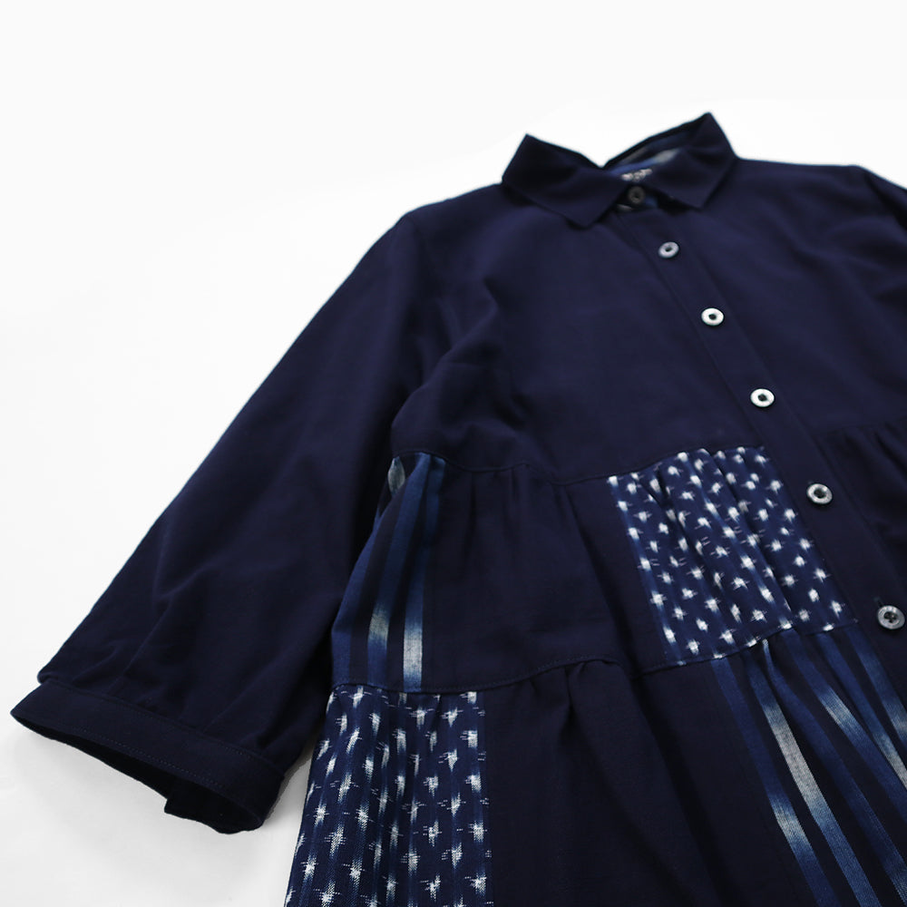 Giemon Giemon Giemon Kurume Kasuri Patch Blouse Ko567 Made in Japan