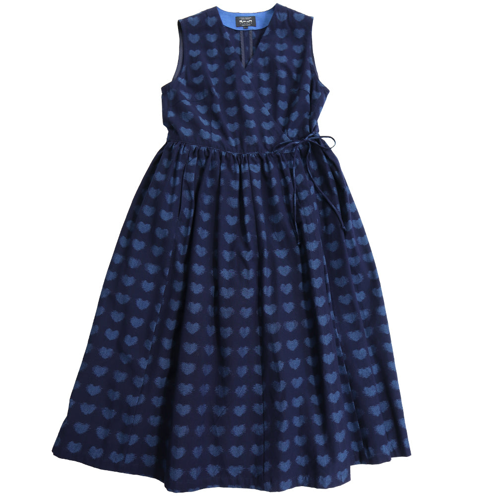 Giemon Giemon Giemon Kurume Kasuri Cache-coeur Dress One Piece So245 Made in Japan