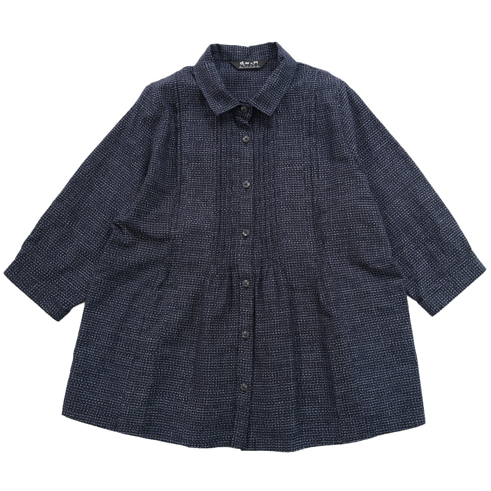 吉右衛門 吉右衛門 吉右衛門 久留米笠 開襟襯衫 Ta532 日本製