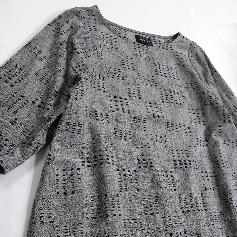 Giemon Giemon 3/4 Sleeve Dress So240 Kurume Kasuri Made in Japan Mother's Day