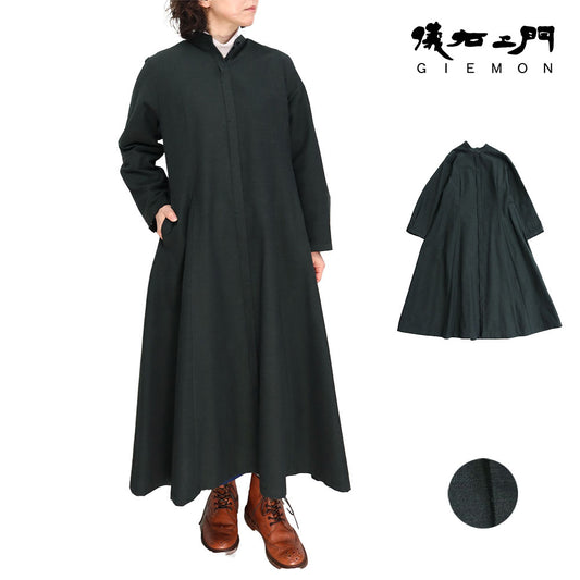 Giemon Kurume Kasuri Front Opening Dress SO246 Long Sleeve Giemon Giemon Mrs. Spring, Summer, Autumn, Winter Made in Japan