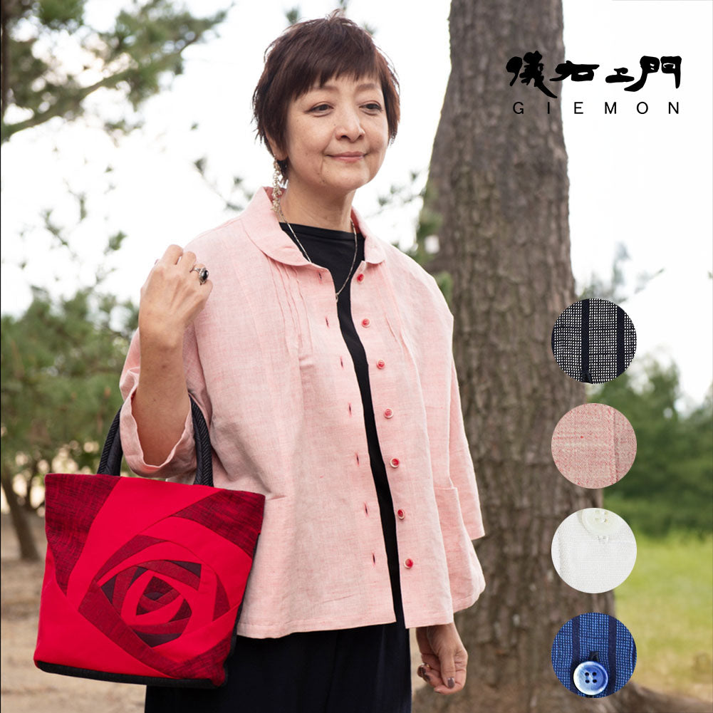 儀右ヱ門 ギエモン ぎえもん 久留米絣 ドルマンスリーブ 七分袖ブラウス タ536 日本製【2025ss】